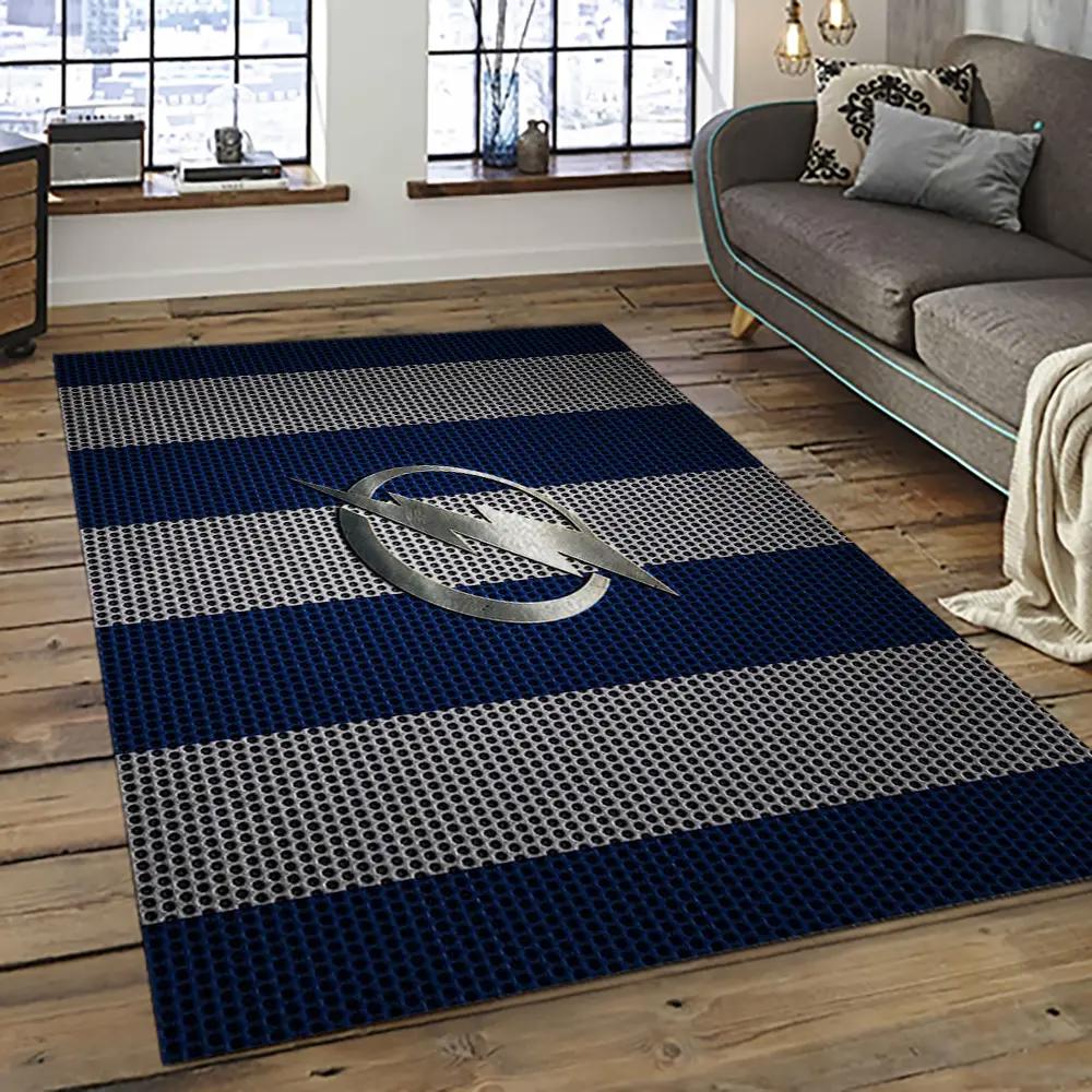 Nhl tampa bay lightning hockey team logo sport carpet rectangle area rug for living room tbl37 Rectangle Rug