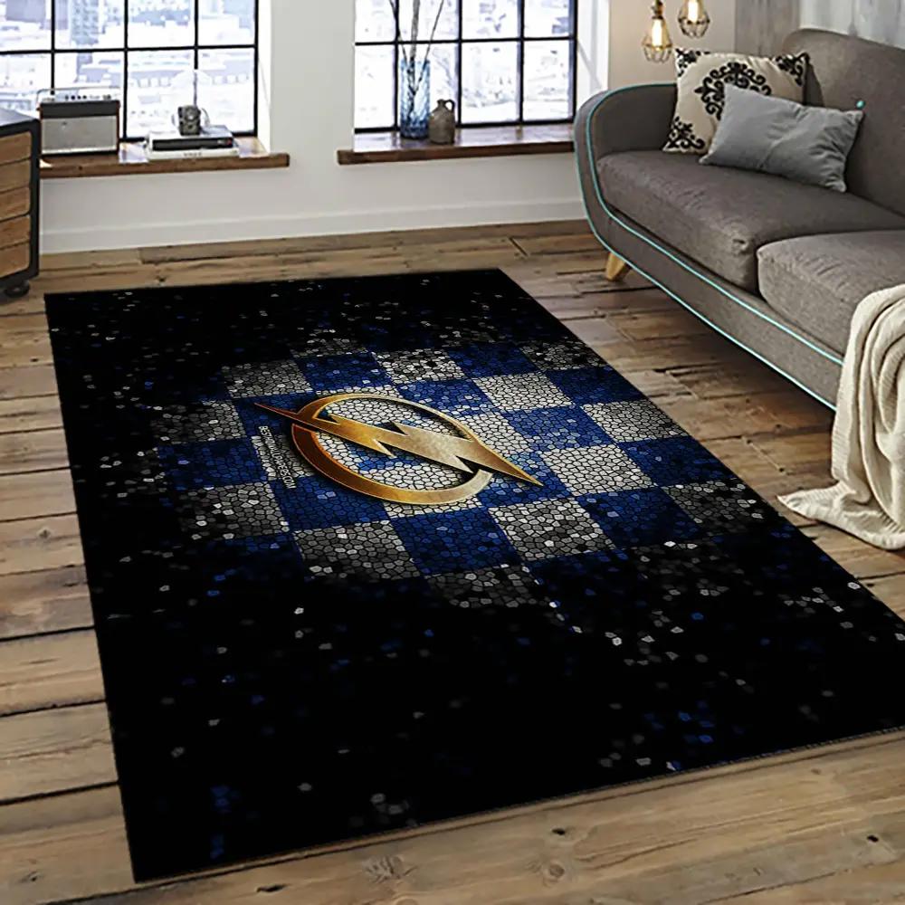 Nhl tampa bay lightning hockey team logo sport carpet rectangle area rug for living room tbl55 Rectangle Rug