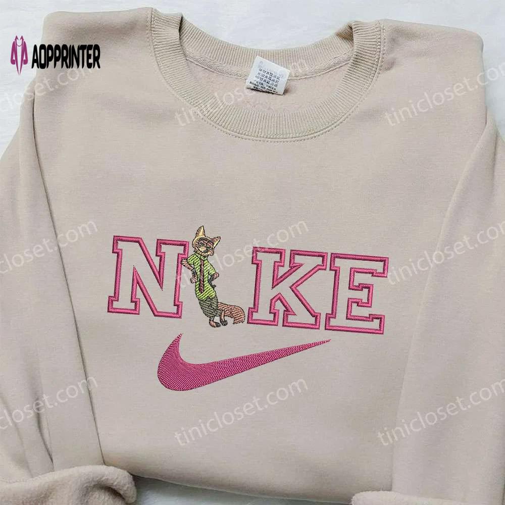 Nick wilde x nike embroidered shirt – zootopia disney inspired design Embroidered Shirt