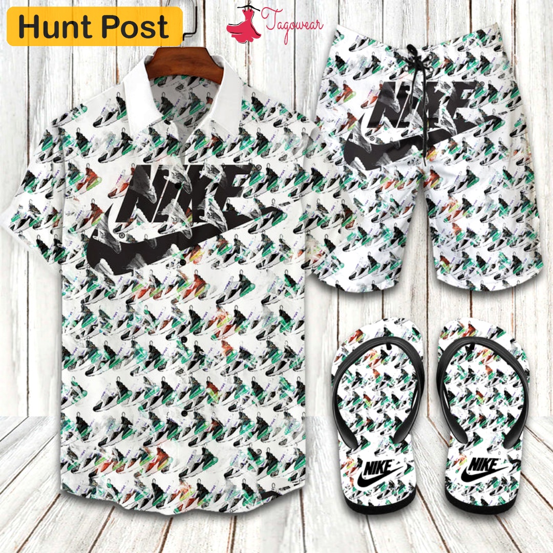 Nike flip flops and combo hawaiian shirt, beach shorts luxury summer clothes style #543 Hawaii Shirt Shorts & Flip Flops