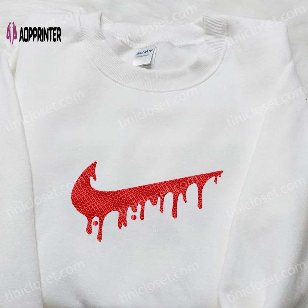 Nike-inspired melting swoosh embroidered sweatshirt: best birthday gift ideas Embroidered Shirt
