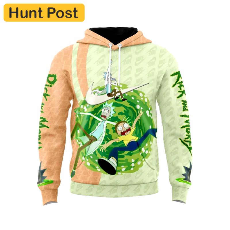 Nike rick and morty light green orange unisex hoodie outfit for men women luxury brand clothing special gift Hoodie 3D