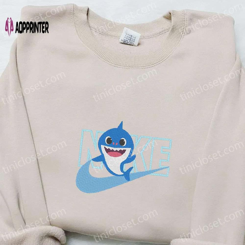 Nike x baby shark embroidered sweatshirt: custom hoodie perfect family gifts Embroidered Shirt