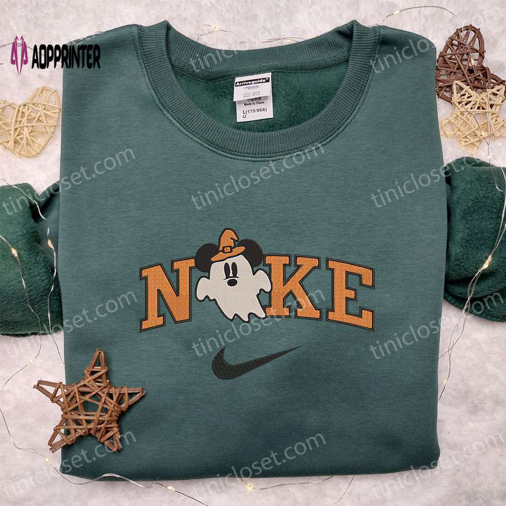 Nike x ghost mickey mouse embroidered shirt: disney halloween inspired tee Embroidered Shirt