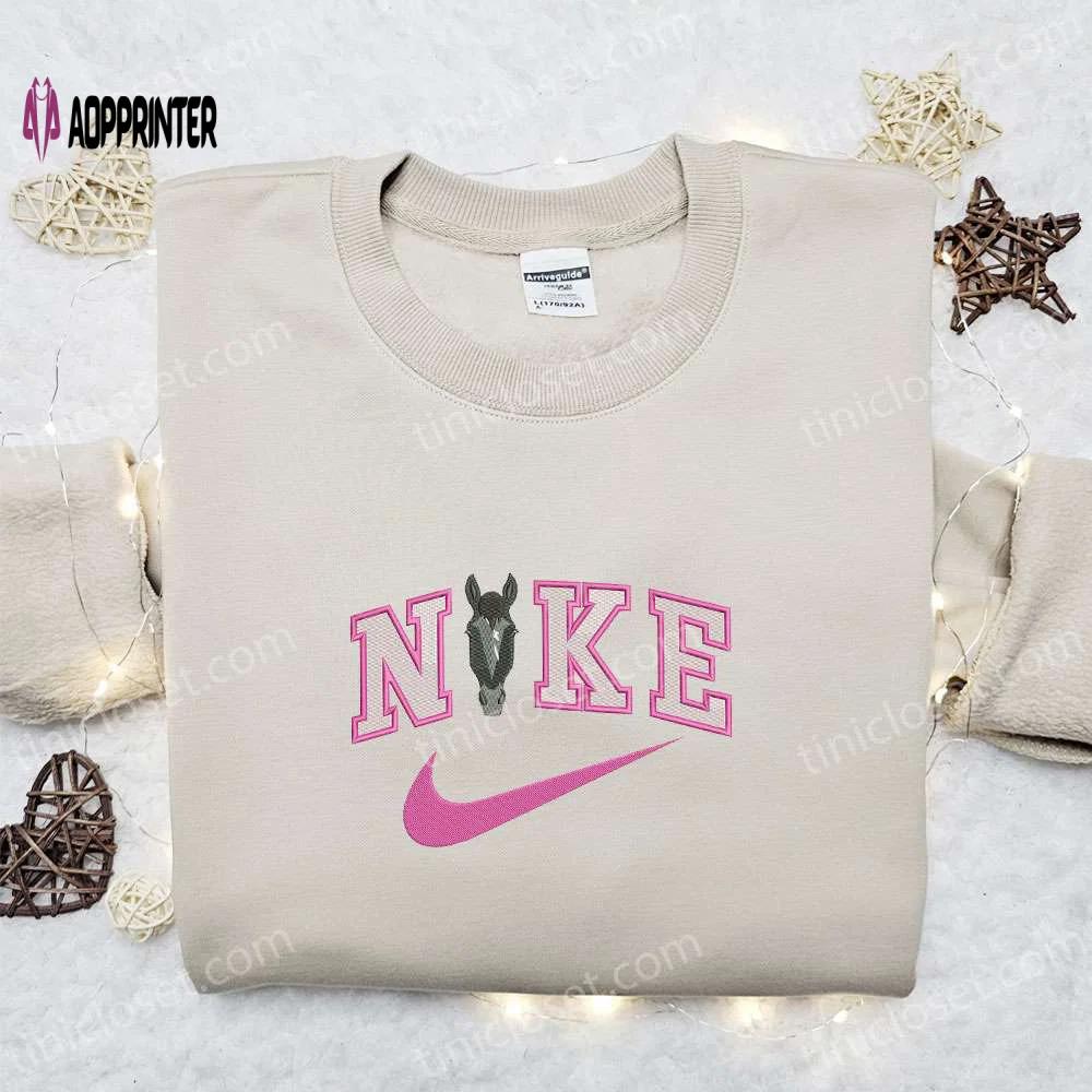 Nike x horse face embroidered sweatshirt: animal shirt nike inspired t-shirt Embroidered Shirt