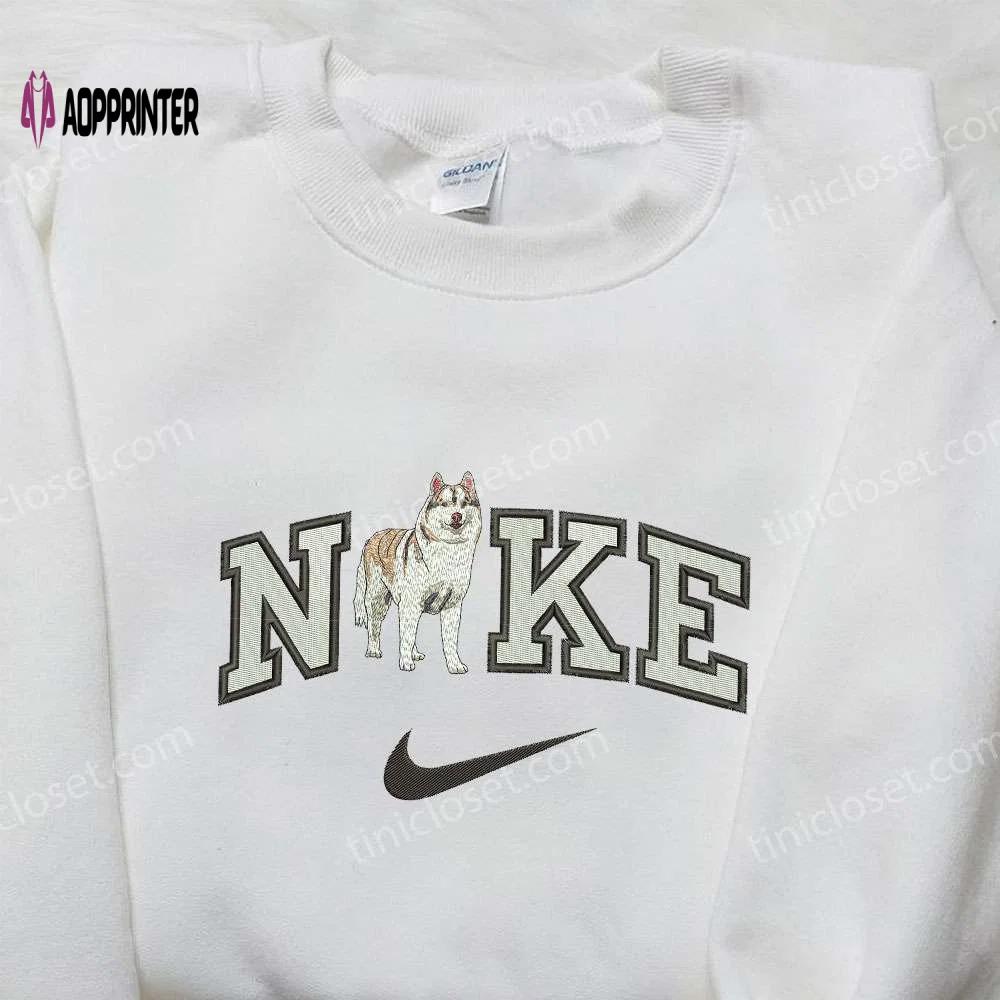 Nike x husky dog embroidered shirt: animal & custom nike embroidery Embroidered Shirt
