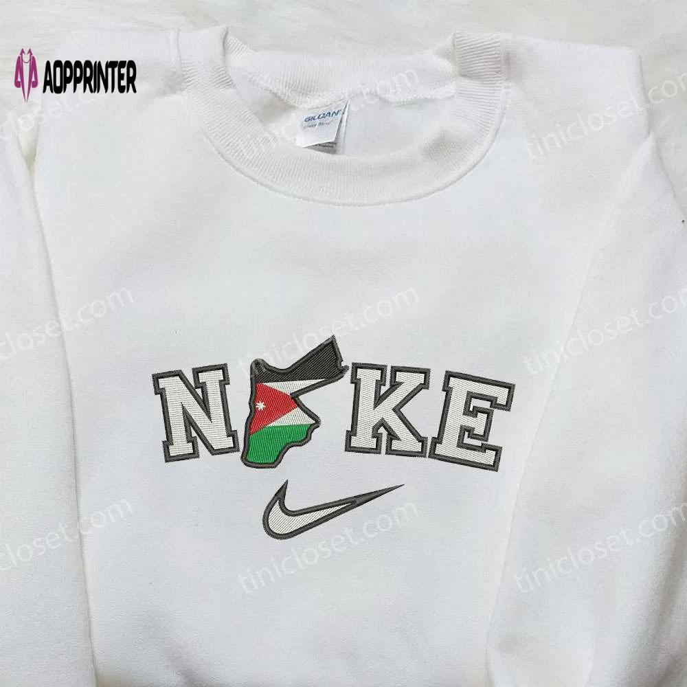 Nike x jordania map embroidered shirt: unique nike-inspired national day gift Embroidered Shirt