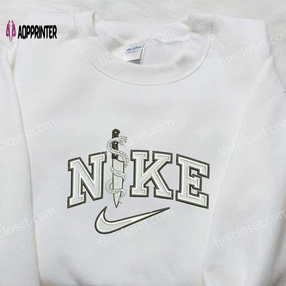 Nike x knife and snake halloween embroidered shirt: unique inspired design Embroidered Shirt