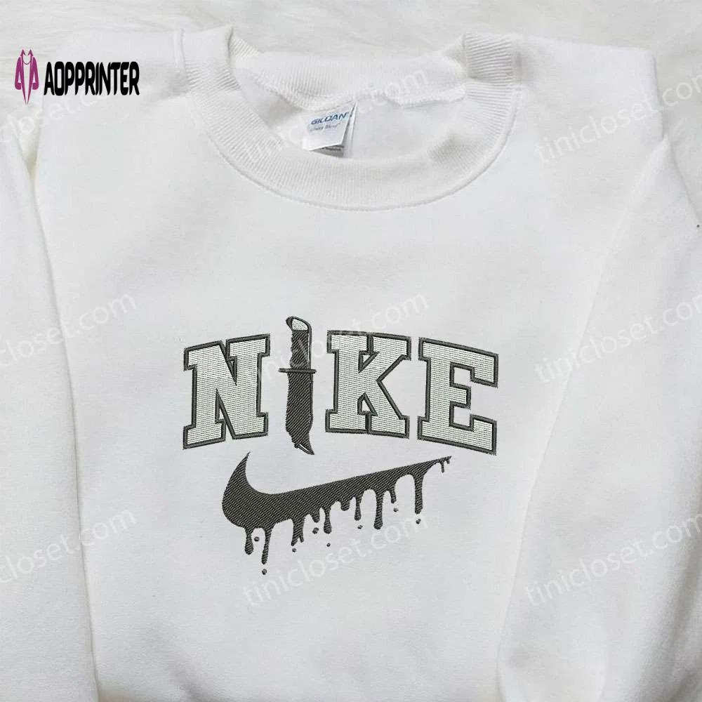 Nike x knife halloween embroidered shirt: inspired trendy & unique Embroidered Shirt