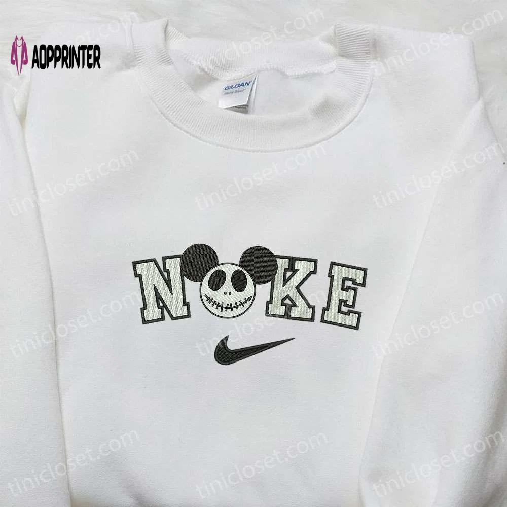 Nike x mickey jack skellington embroidered shirt: disney halloween inspired tee Embroidered Shirt