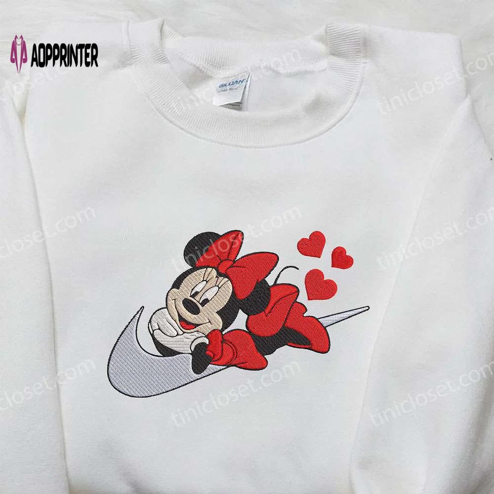 Nike x minnie mouse love hearts sweatshirt: disney hoodie & nike inspired t-shirt Embroidered Shirt