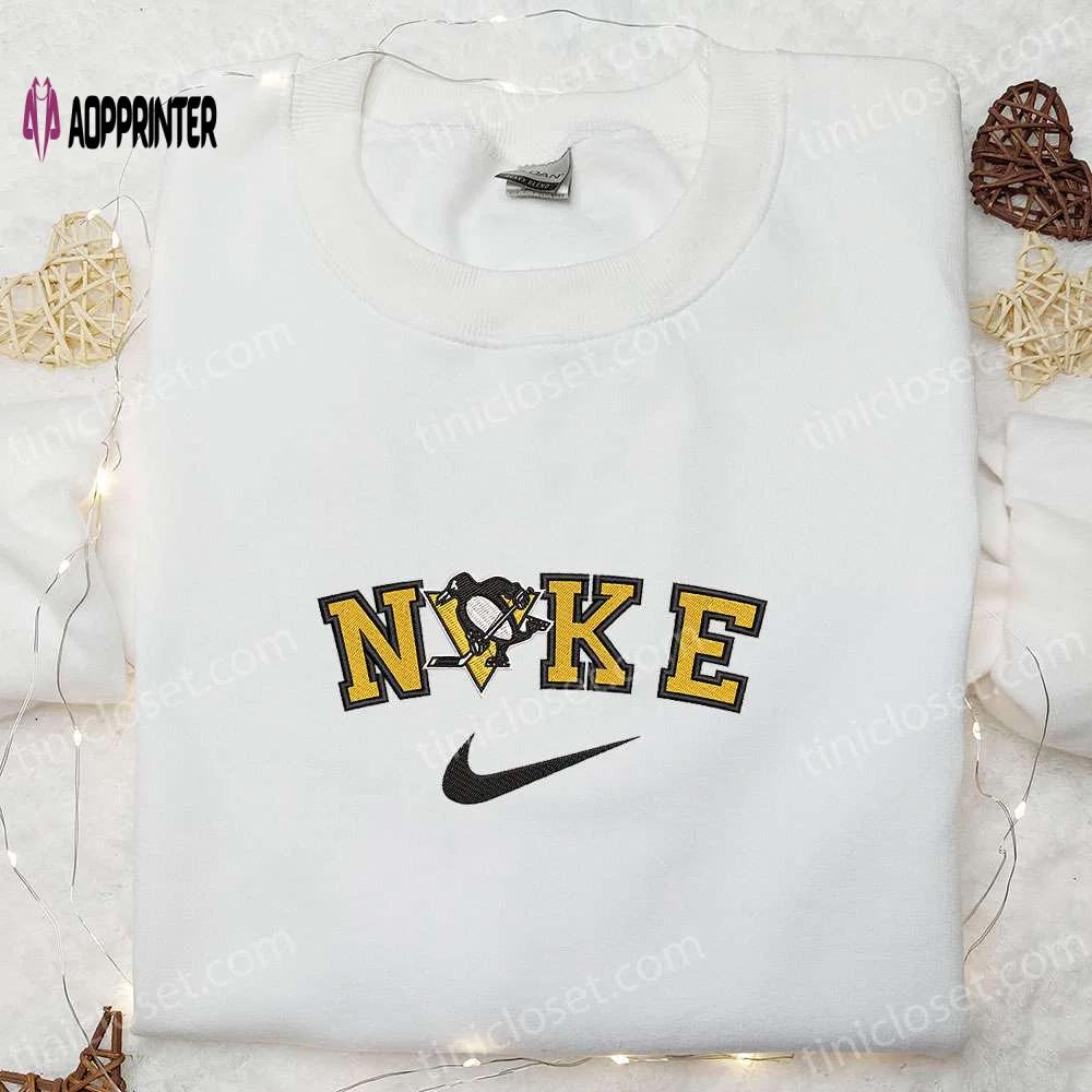 Nike x pittsburgh penguins embroidered shirt: custom sports tee Embroidered Shirt