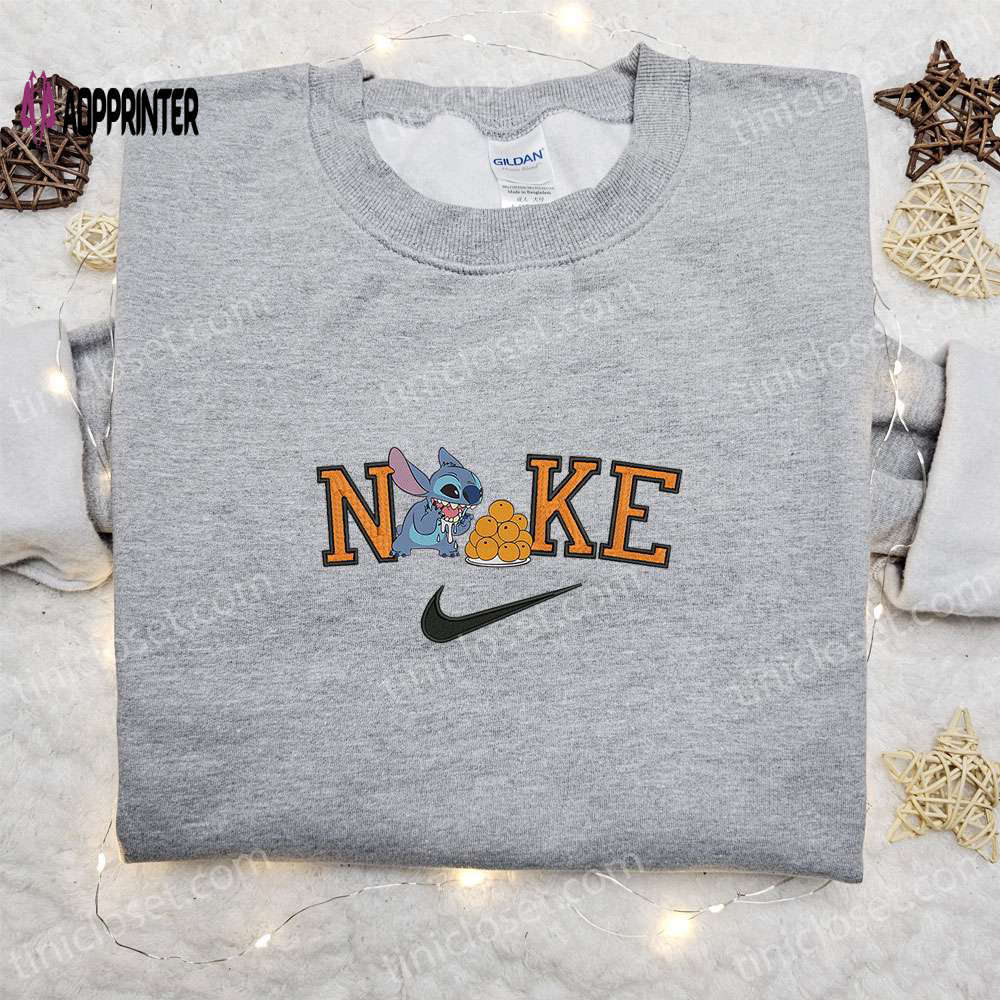 Nike x stitch hungry embroidered sweatshirt: disney shirt best birthday gift ideas Embroidered Shirt