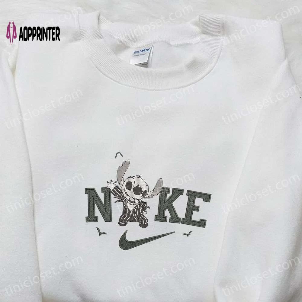 Nike x stitch jack skellington embroidered shirt: adorable halloween-inspired design Embroidered Shirt