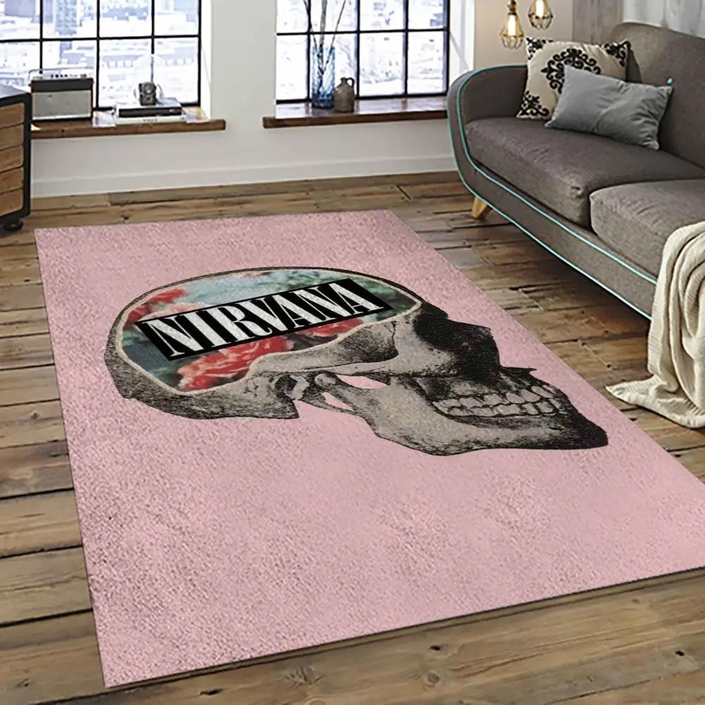 Nirvana rock band punk rock music retangle carpet area rug home decor best gift for fan and friends nv41 Rectangle Rug