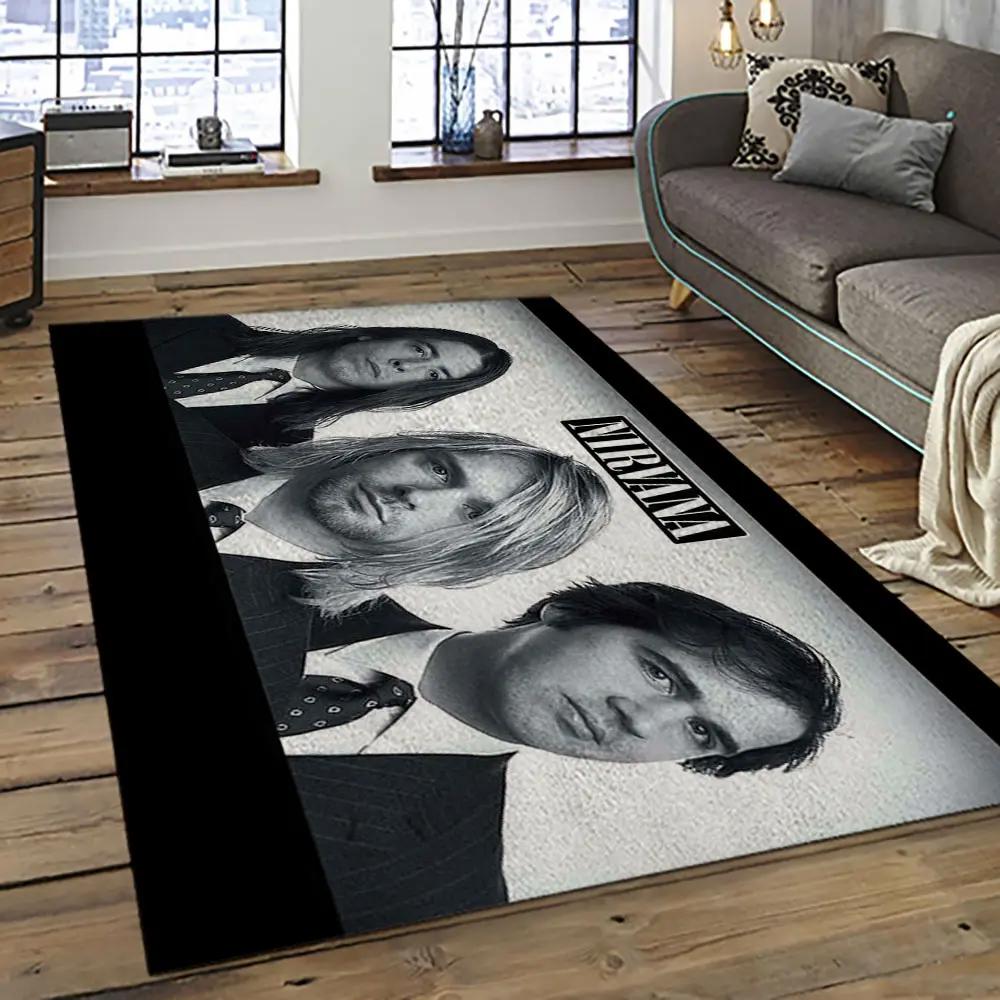 Nirvana rock band punk rock music retangle carpet area rug home decor best gift for fan and friends nv65 Rectangle Rug