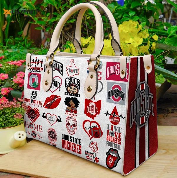 Ohio state buckeyes 2 leather handbag gift for women 2896 Women Leather Hand Bag