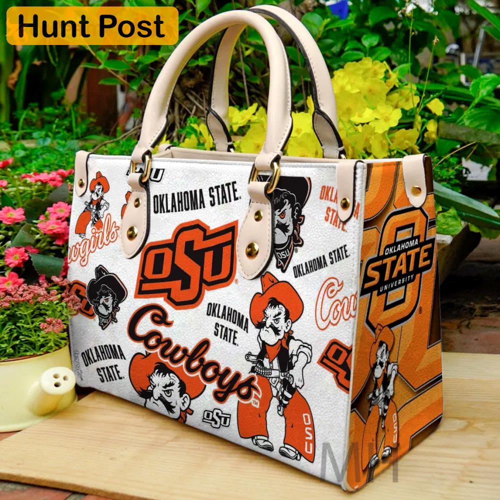 Oklahoma state cowboys leather handbag gift for women  3 2957 Women Leather Hand Bag