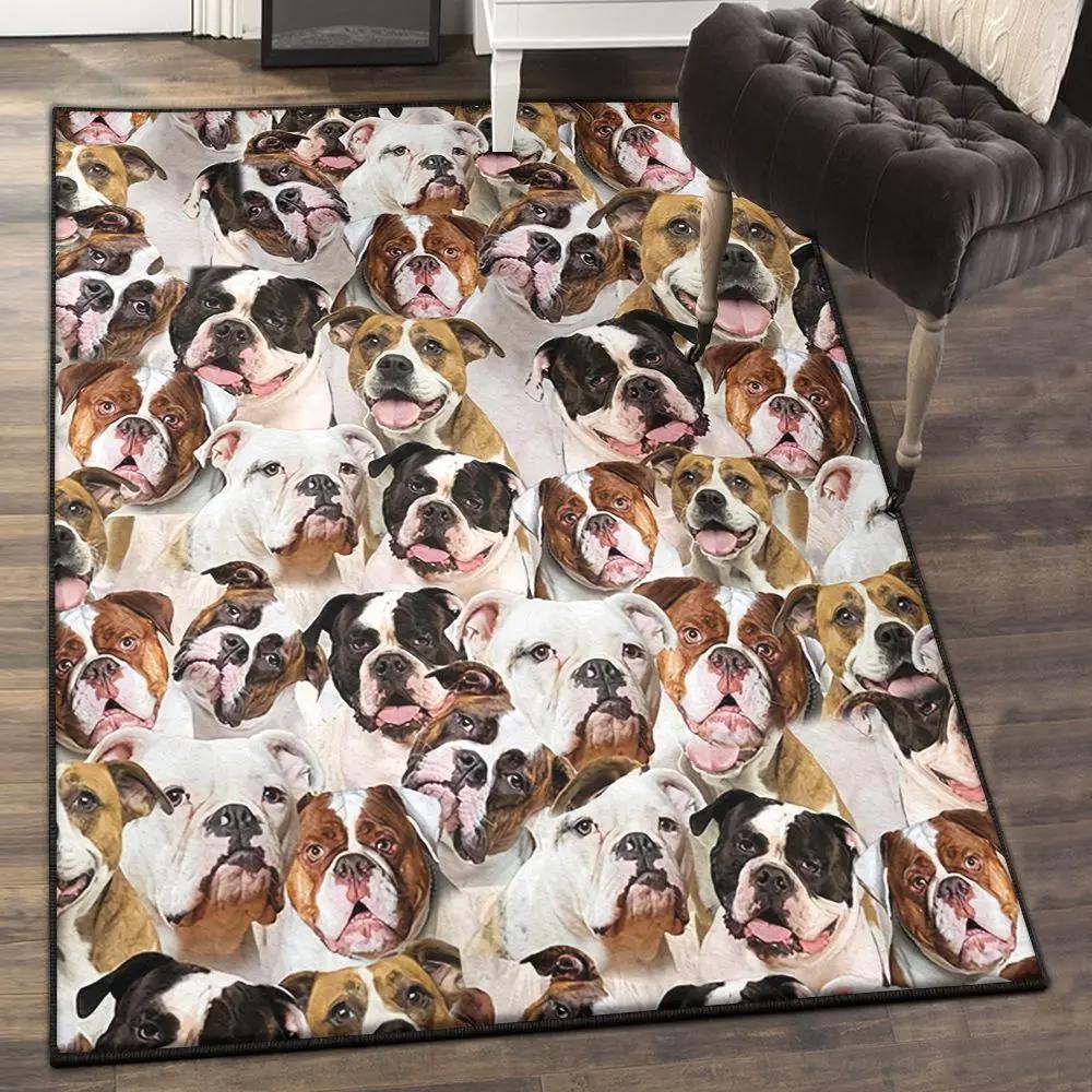 Old english bulldog kitchen rugs, a bunch of english bulldogs rug Rectangle Rug