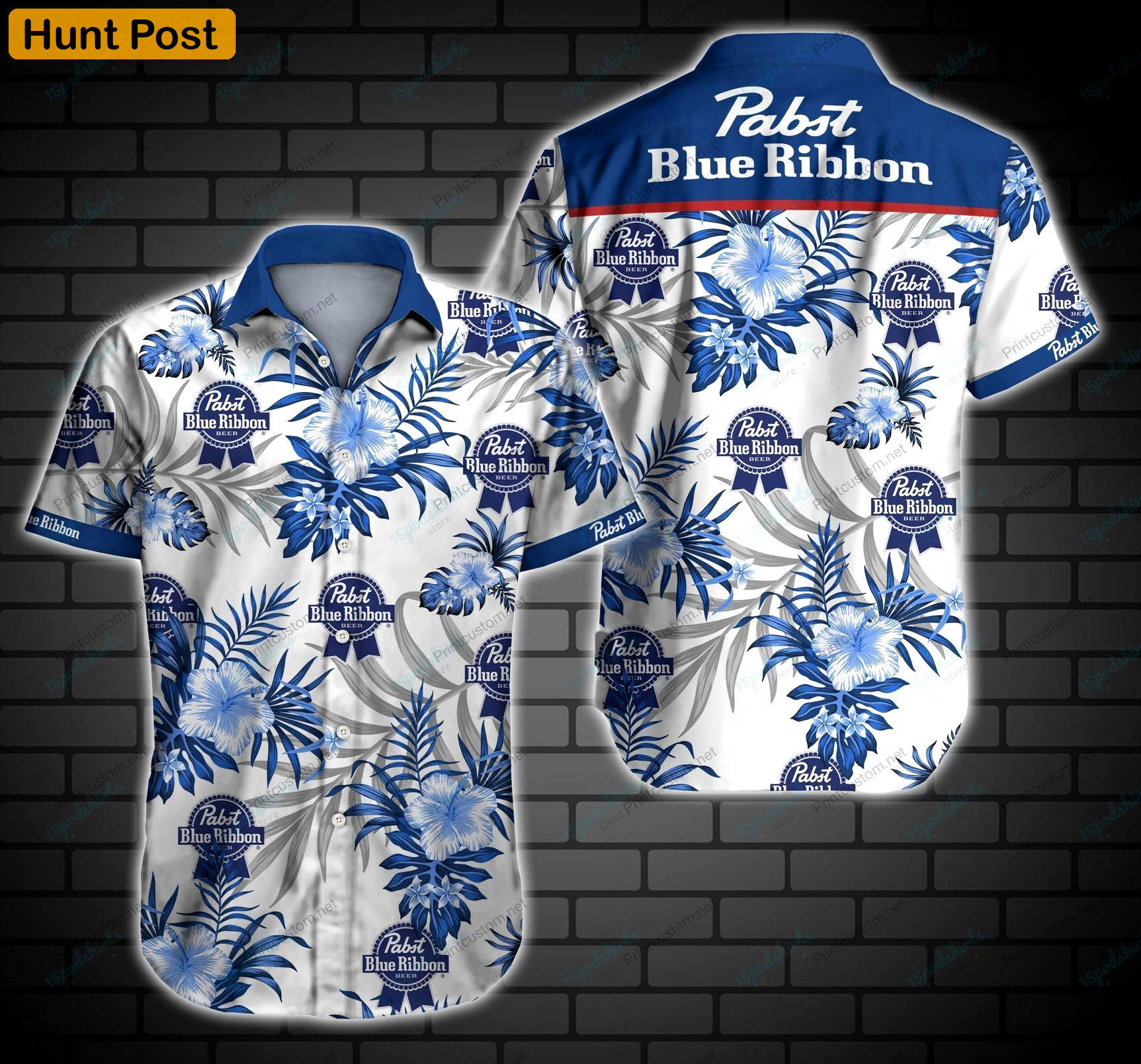 Pabst blue ribbon style 2 hawaiian shirt Hawaii Shirt Shorts & Flip Flops
