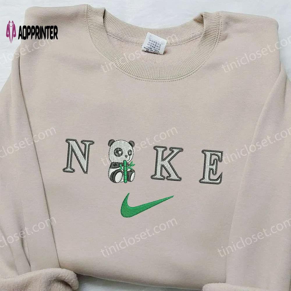 Panda x nike embroidered hoodie & shirt set: perfect family gift nike inspired designs Embroidered Shirt