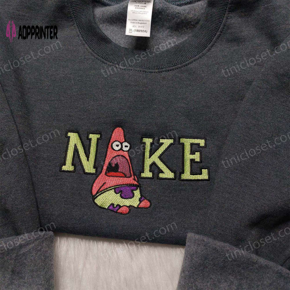 Patrick star nike embroidered shirt: cartoon sweatshirt ideal friend gift – shop now! Embroidered Shirt