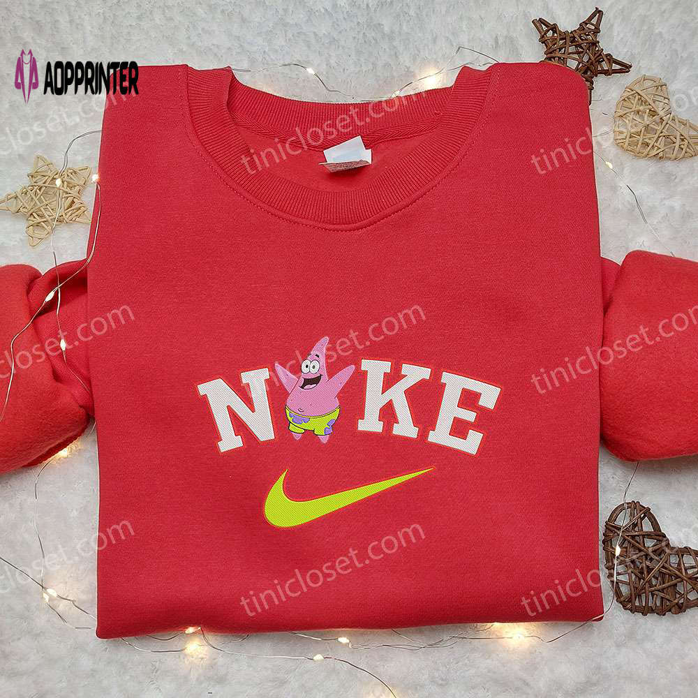 Patrick star x nike embroidered hoodie & spongebob squarepants shirt nike inspired collection Embroidered Shirt