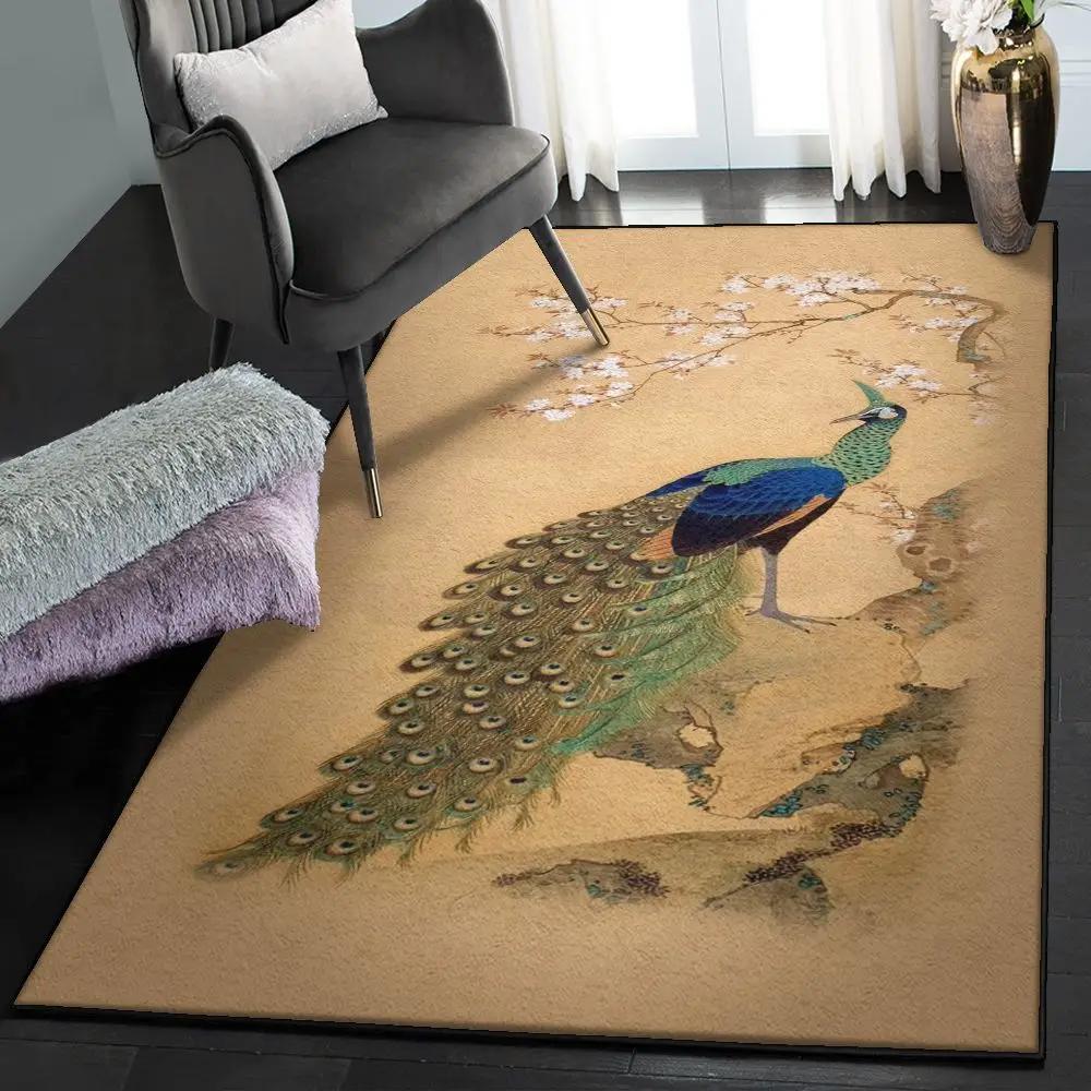 Peafowl indoor outdoor carpet, peacock in the spring gs cl rug Rectangle Rug