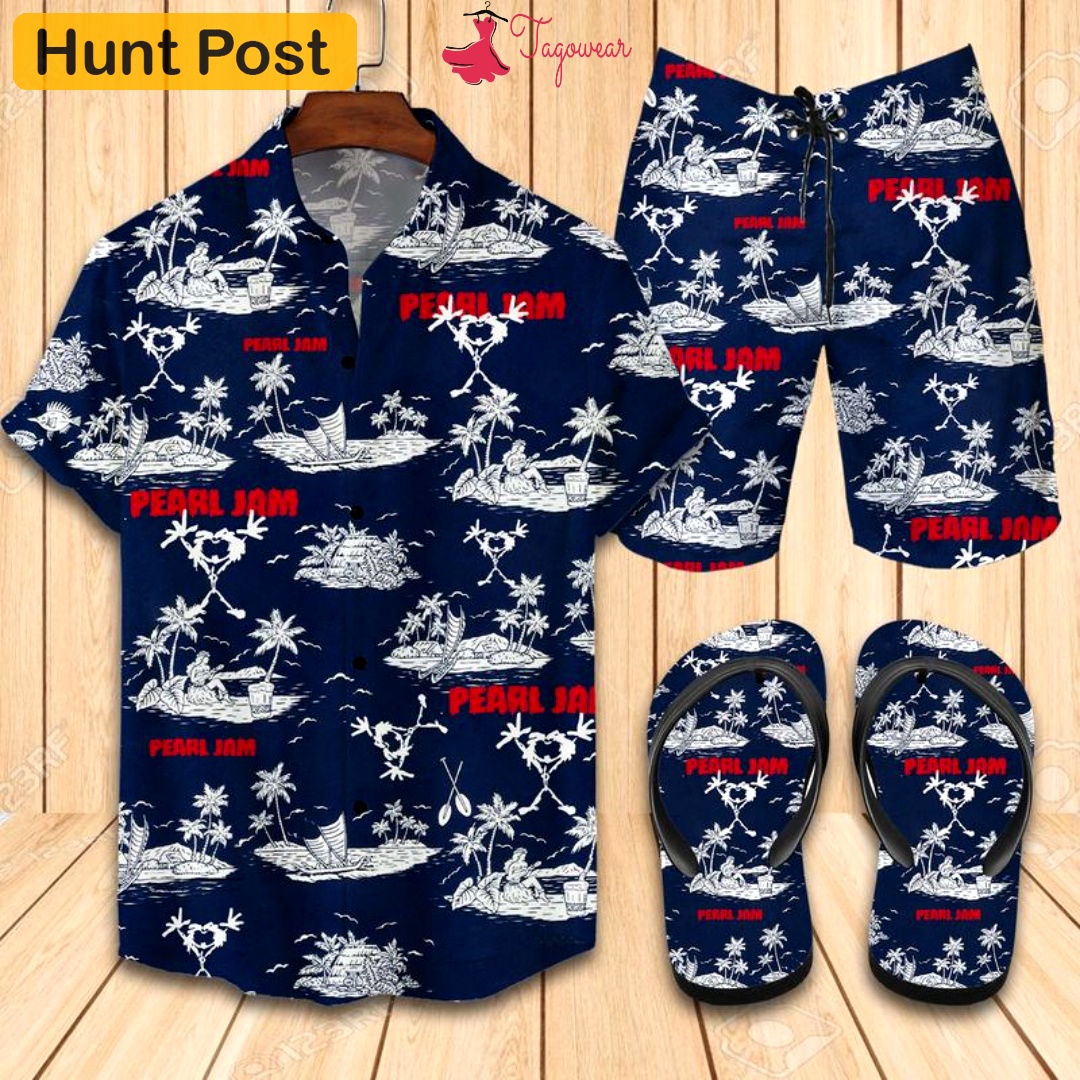 Pearl jam flip flops and combo hawaiian shirt, beach shorts luxury summer clothes style #328 Hawaii Shirt Shorts & Flip Flops