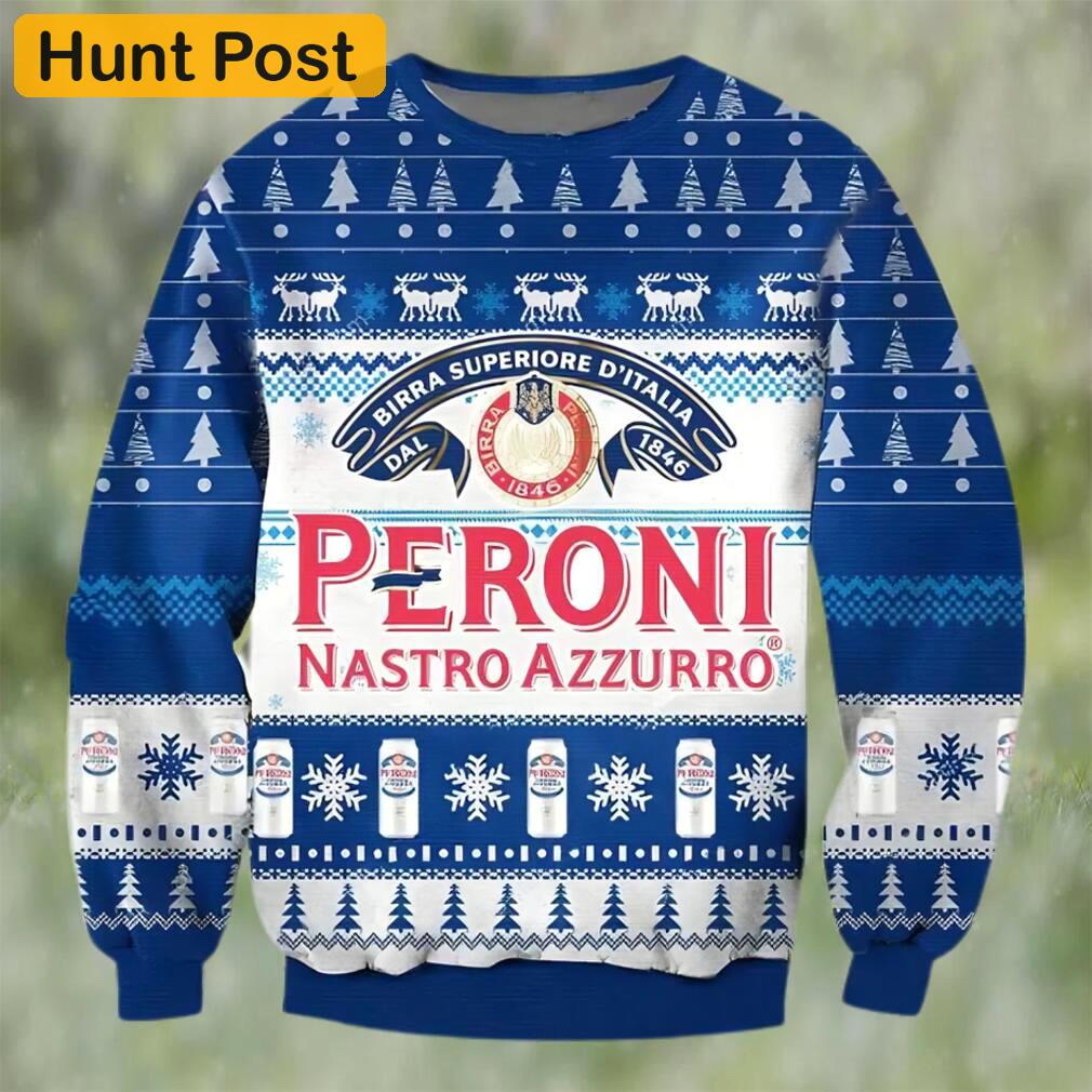 Peroni nastro azzurro beer ugly christmas sweater, faux wool sweater, gifts for beer lovers, international beer day, best christmas gifts for 2022 ? pri Christmas Ugly Sweater
