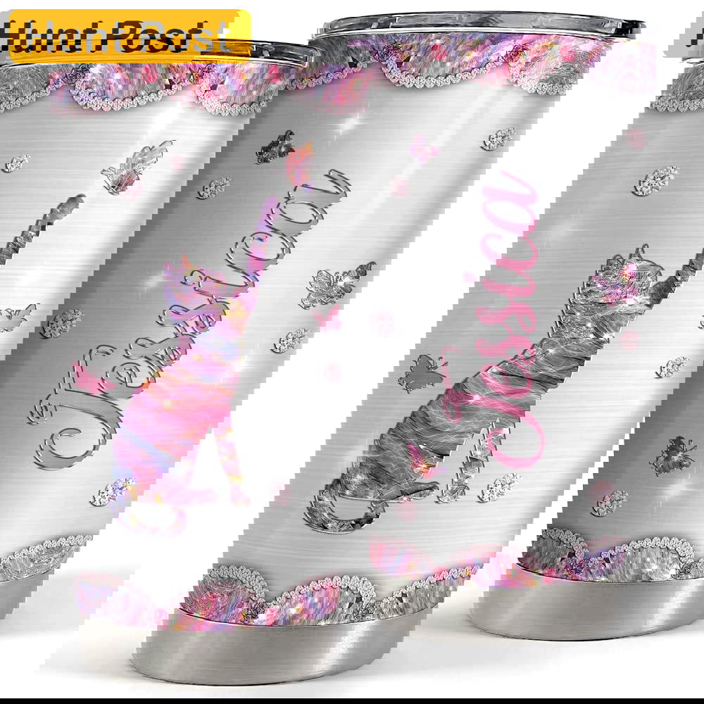 Personalized cat tumbler jewelry style metallic for animal lover Personalized Tumbler
