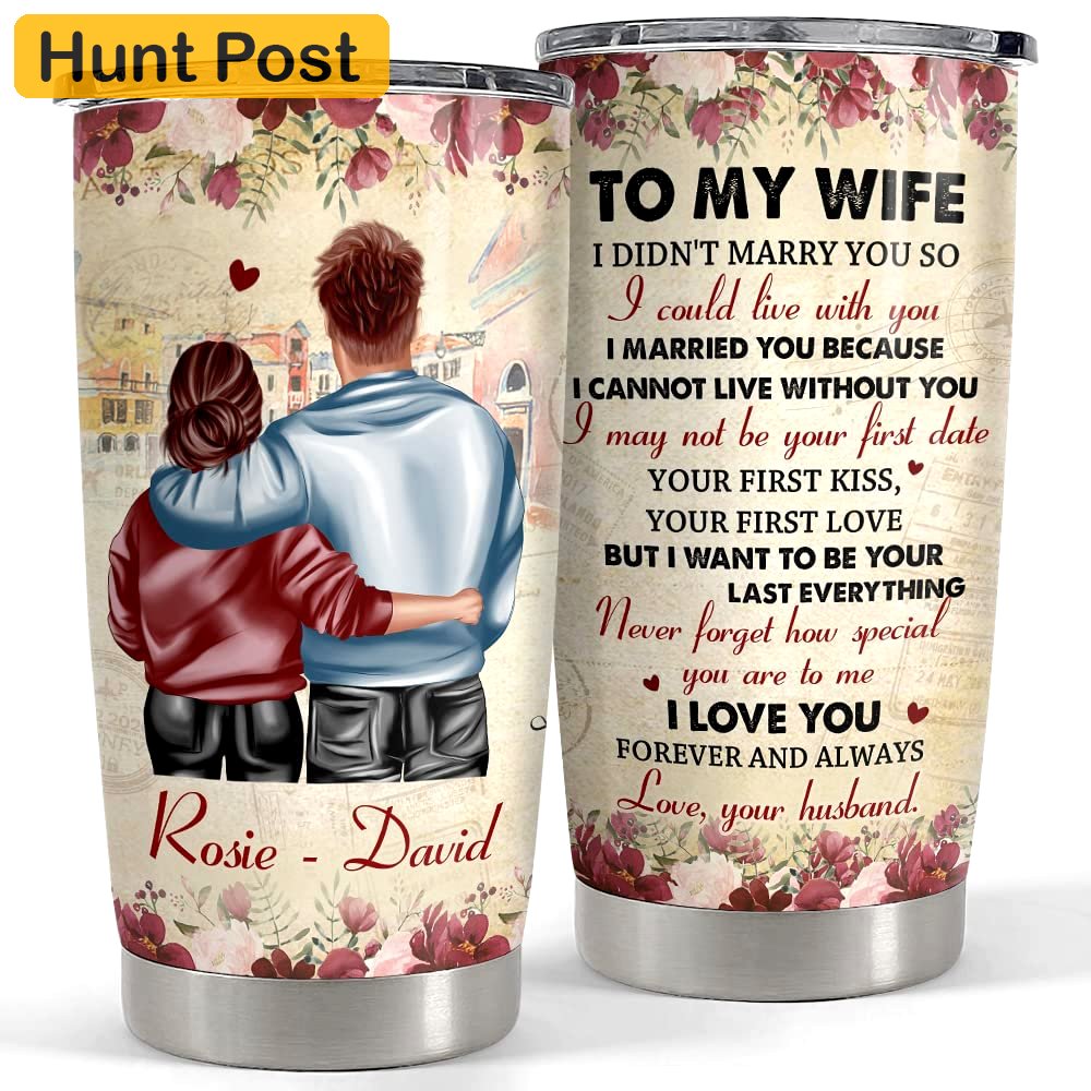 Personalized couple tumbler to my wife vintage roses gift from husband Personalized Tumbler