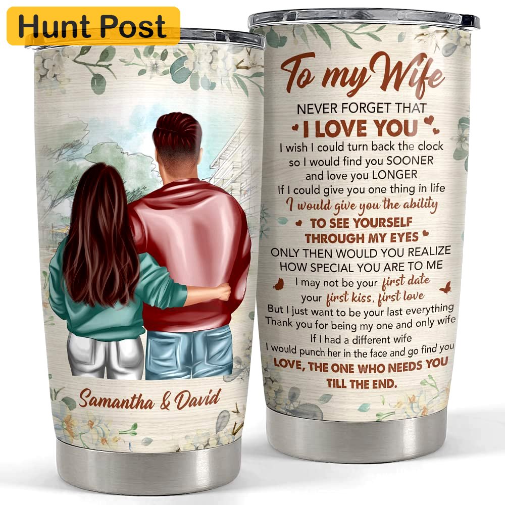 Personalized couple tumbler to wife flowers best gift from husband Personalized Tumbler