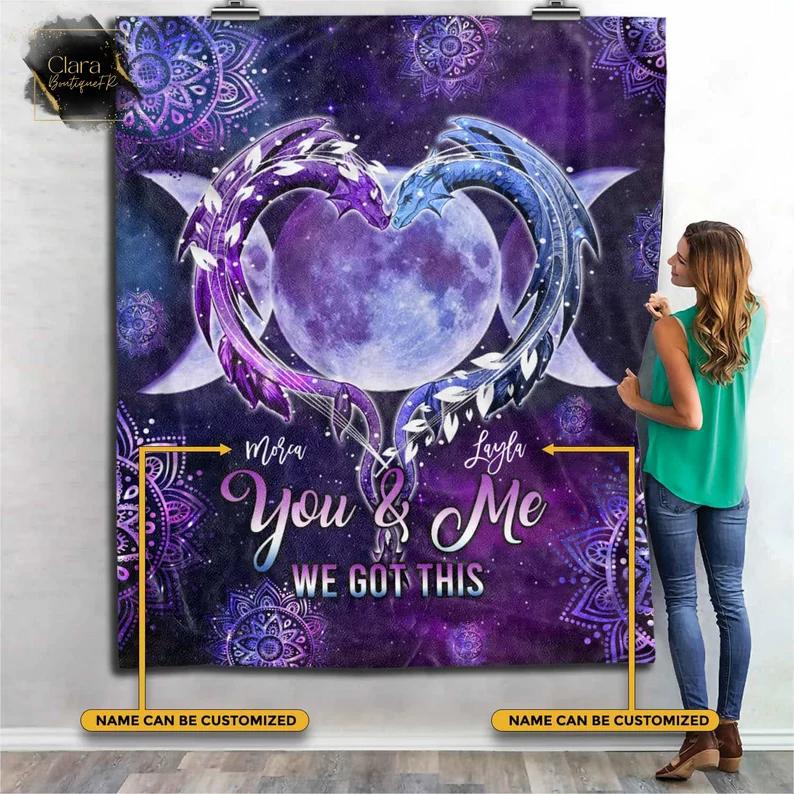 Personalized dragon you and me we got this fleece blanket, mink sherpa blanket, dragon blanket, we got this quilt, couple blanket Quilt Blanket