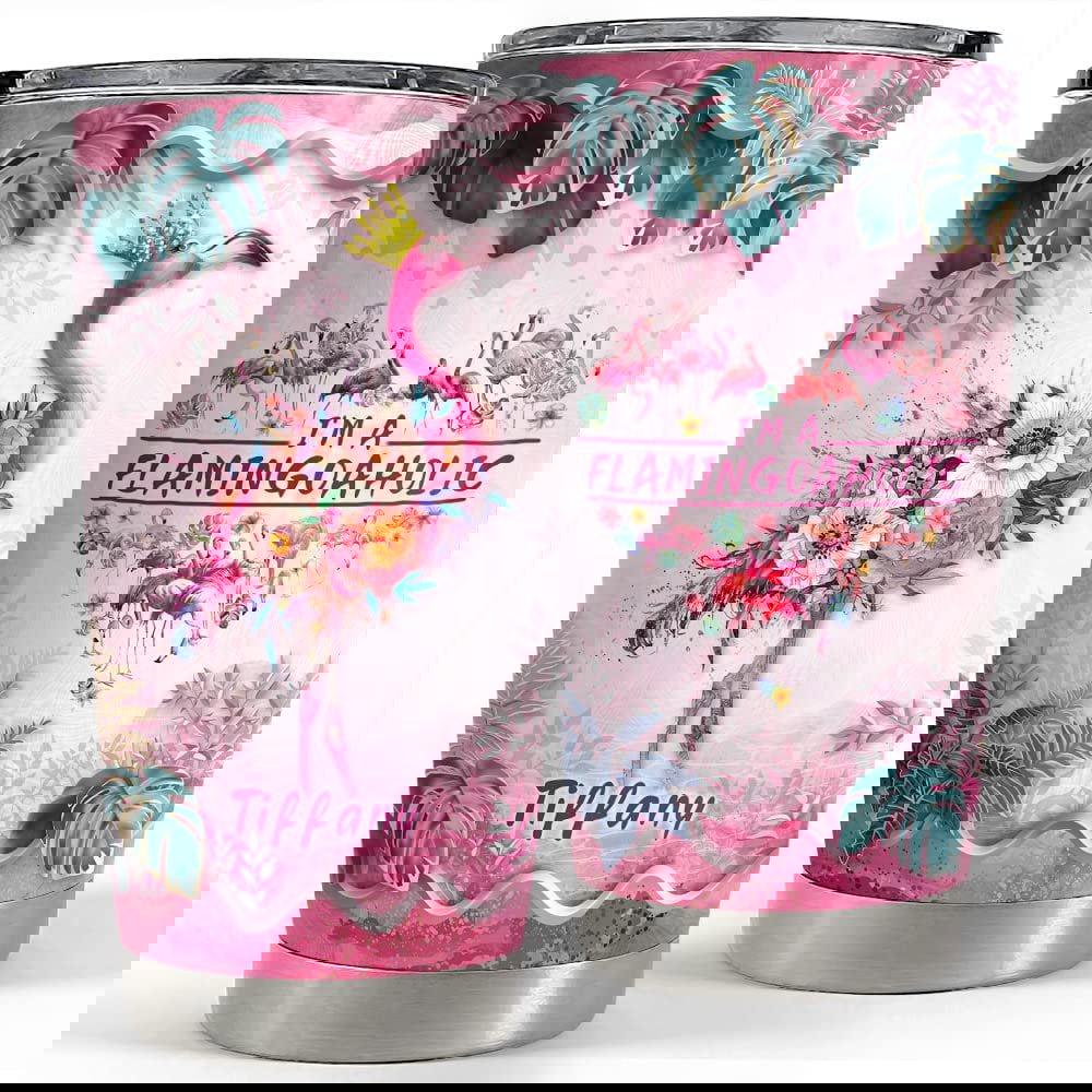 Personalized flamingo tumbler gold crown flamingoholic for animal lover Personalized Tumbler
