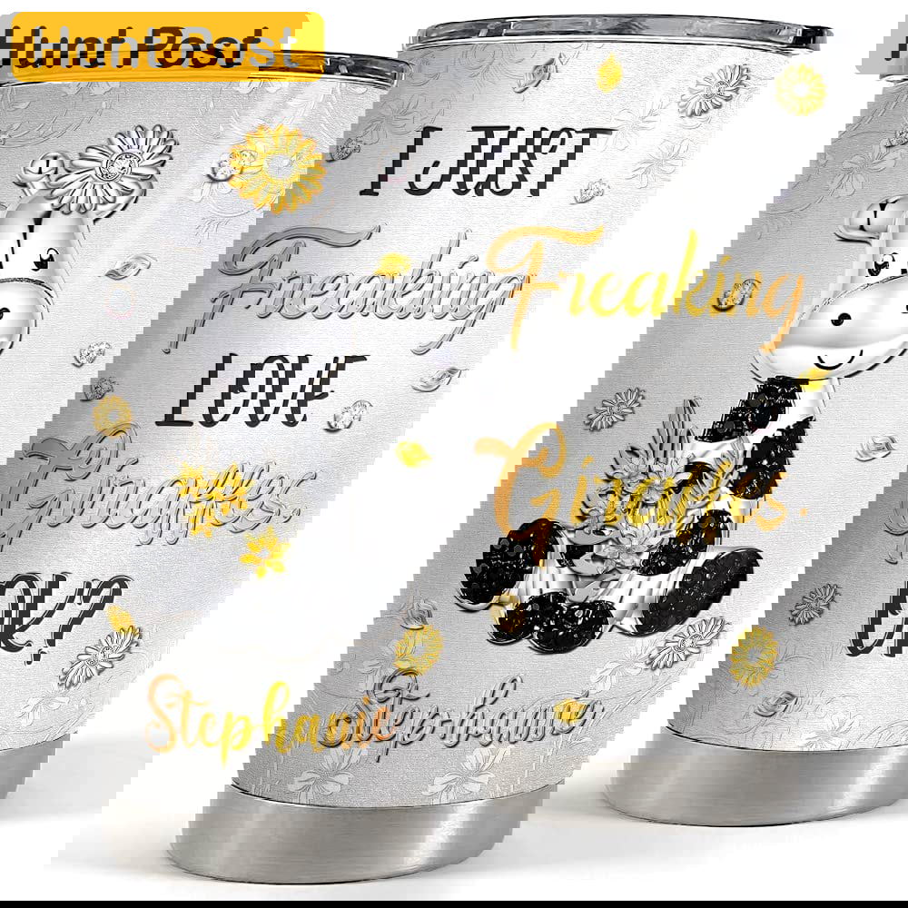 Personalized giraffe tumbler jewelry drawing flowers for animal lover Personalized Tumbler