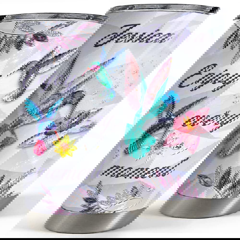 Personalized hummingbird tumbler crystal drawing style for girl Personalized Tumbler