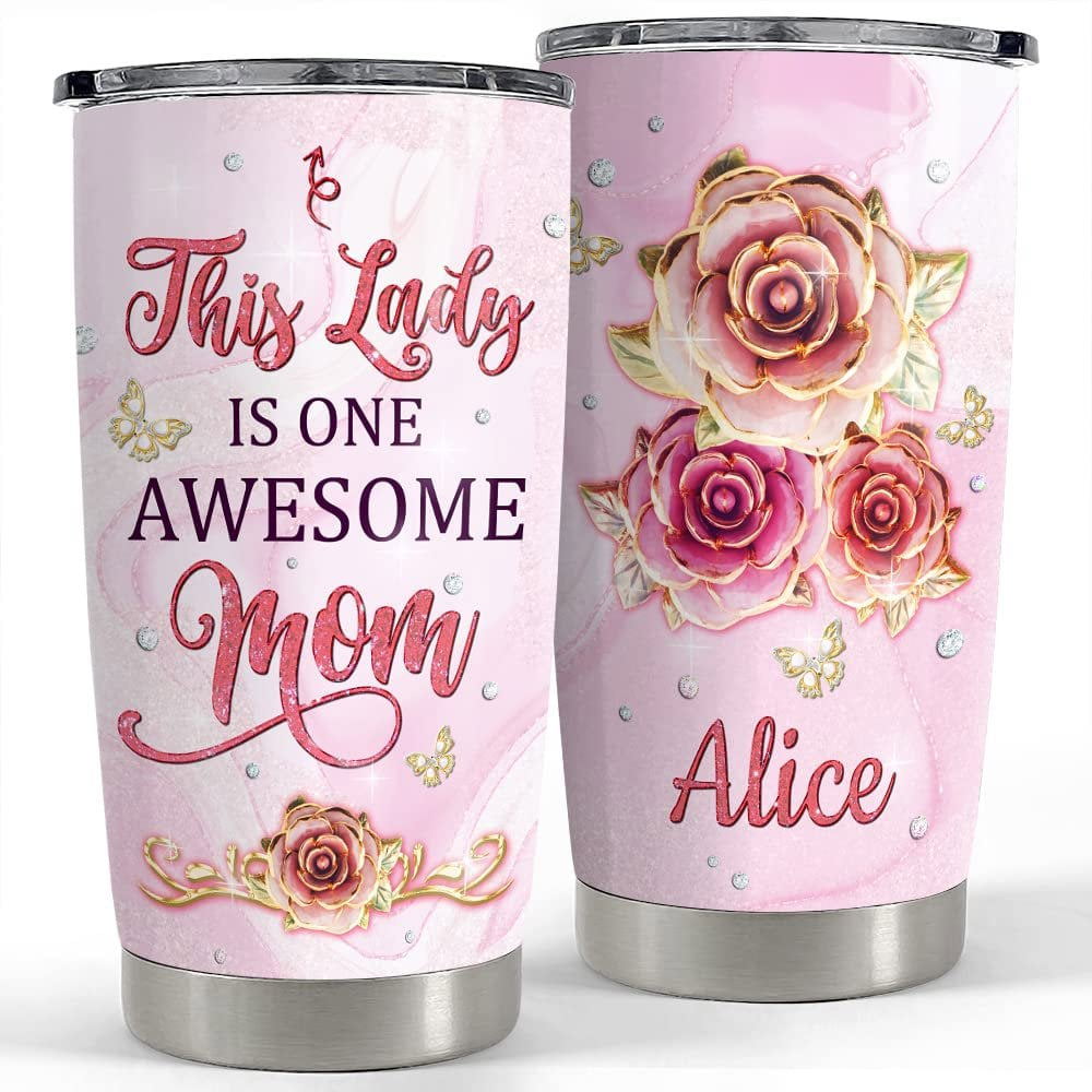 Personalized mom tumbler awesome mom roses jewelry style family gift Personalized Tumbler