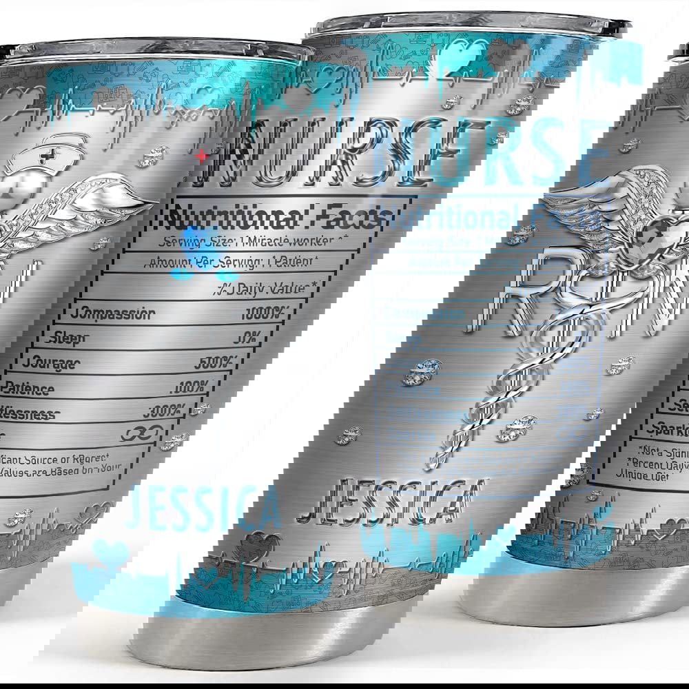 Personalized nurse tumbler jewelry drawing nutrition facts for nurse Personalized Tumbler