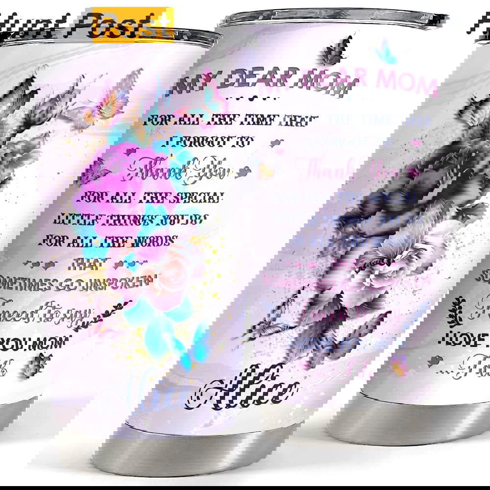 Personalized to my mom tumbler butterfly and roses from daughter son Personalized Tumbler