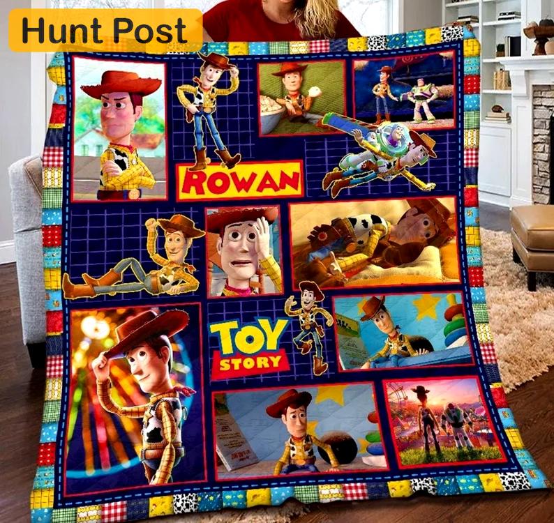 Personalized toy story blanket, toy story woody fleece blanket, toy story woody buzz lightyear quilt, birthday gifts, christmas gifts Quilt Blanket