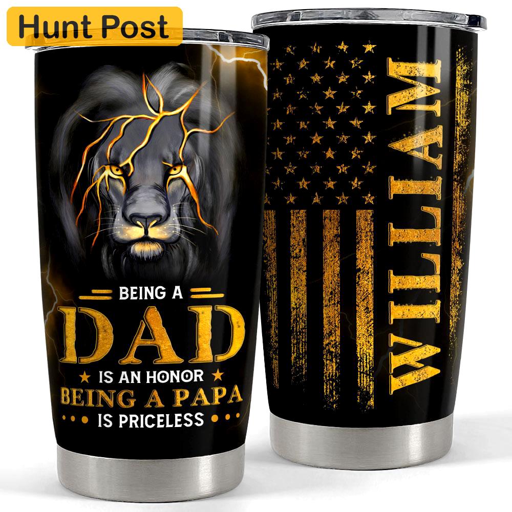 Personalized tumbler for dad papa lion father with customize name Personalized Tumbler