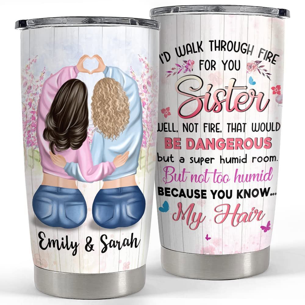 Personalized tumbler for sister friend funny gift custom 2 peoples Personalized Tumbler