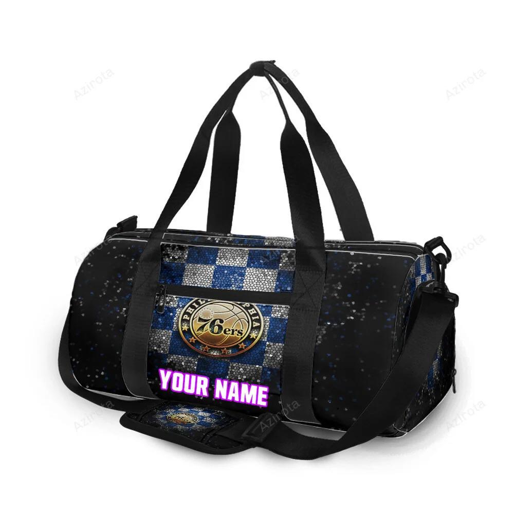 Philadelphia 76ers golden blue white personalized name travel bag gym bag 2198 Travel Bag