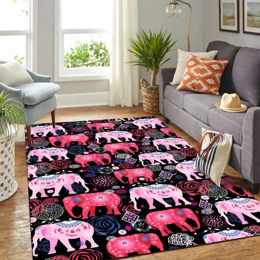 Pinky elephants area rug living room rug home decor carpet rug 20030424 Rectangle Rug
