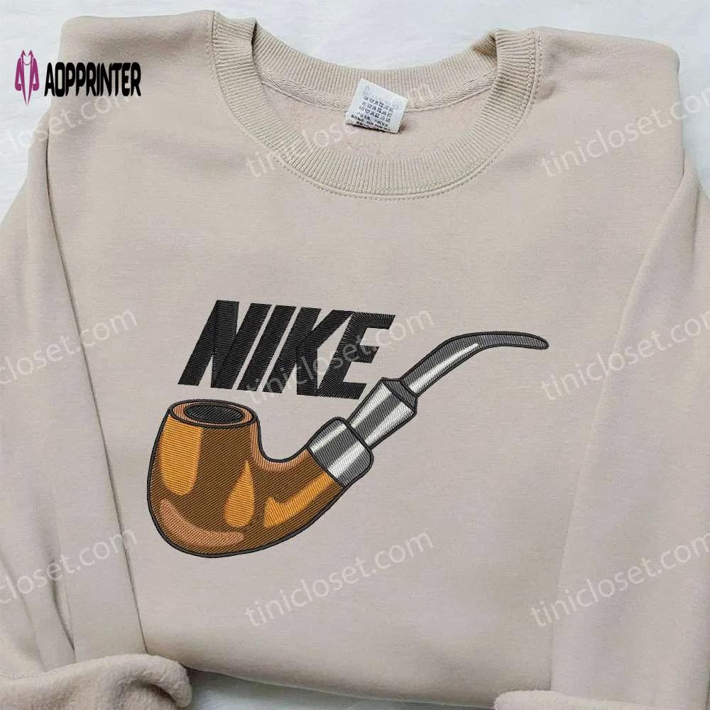 Pipe smoking x nike embroidered hoodie & shirt: best birthday gift ideas Embroidered Shirt