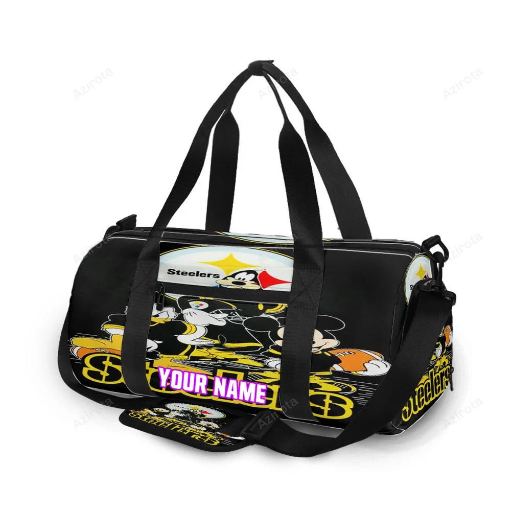 Pittsburgh steelers mickey donald and pluto disney2 personalized name travel bag gym bag 1304 Travel Bag