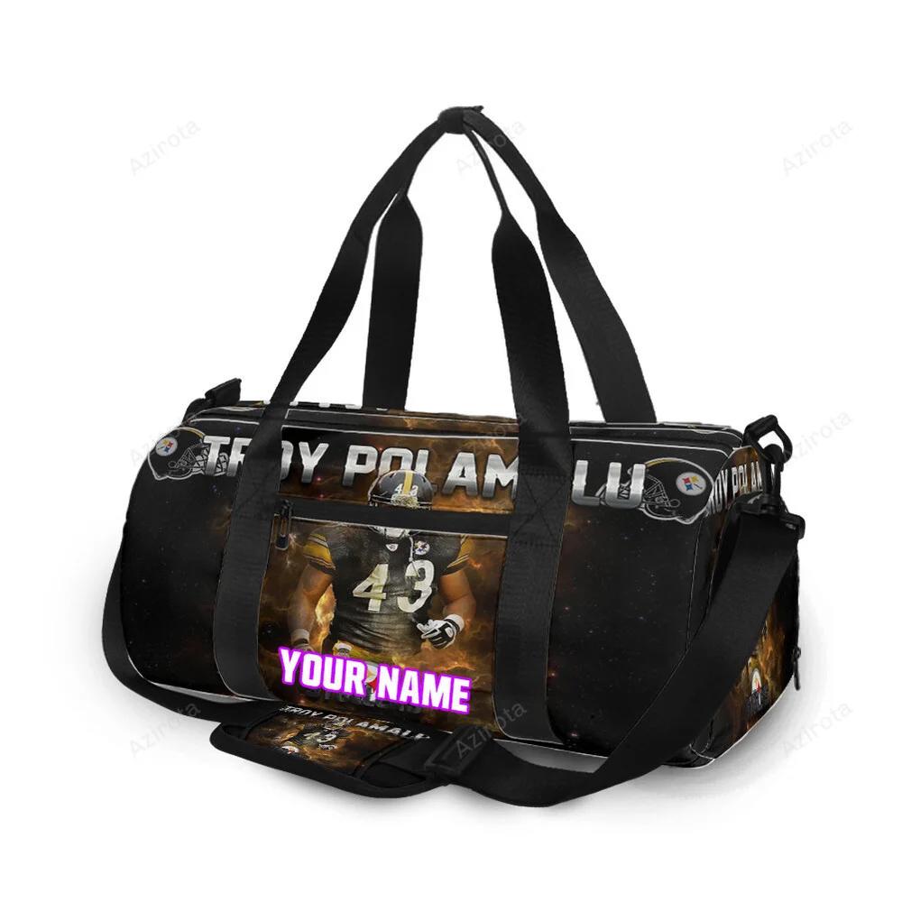 Pittsburgh steelers troy polamalu no43 personalized name travel bag gym bag 2141 Travel Bag