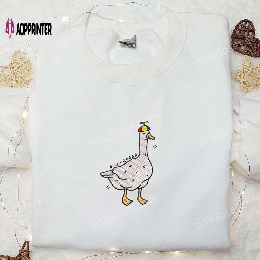 Quirky silly goose embroidered shirt – perfect animal gift for family Embroidered Shirt