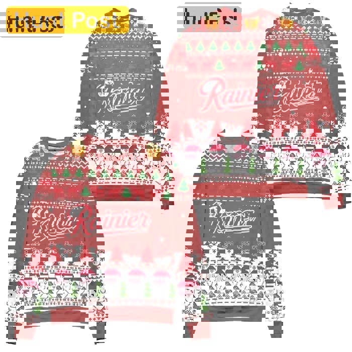 Rainier beer logo santa claus pattern ugly christmas sweater Christmas Ugly Sweater